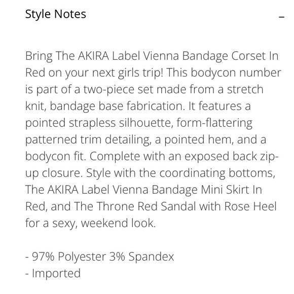 Akira - VIENNA BANDAGE CORSET TOP & SKIRT IN RED - Picture 6 of 6